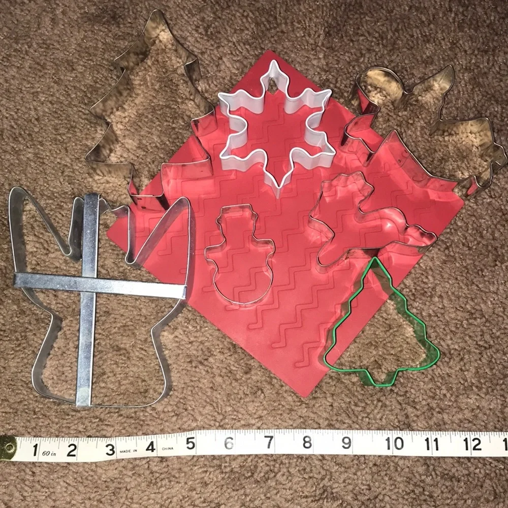 Christmas Themed Metal Cookie Cutter Lot of 7 Angels Trees Snowflake Snowman